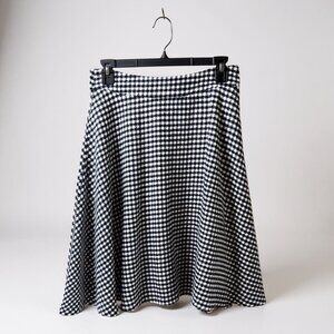 Unique Vintage Houndstooth A-Line Skirt With Side Pockets